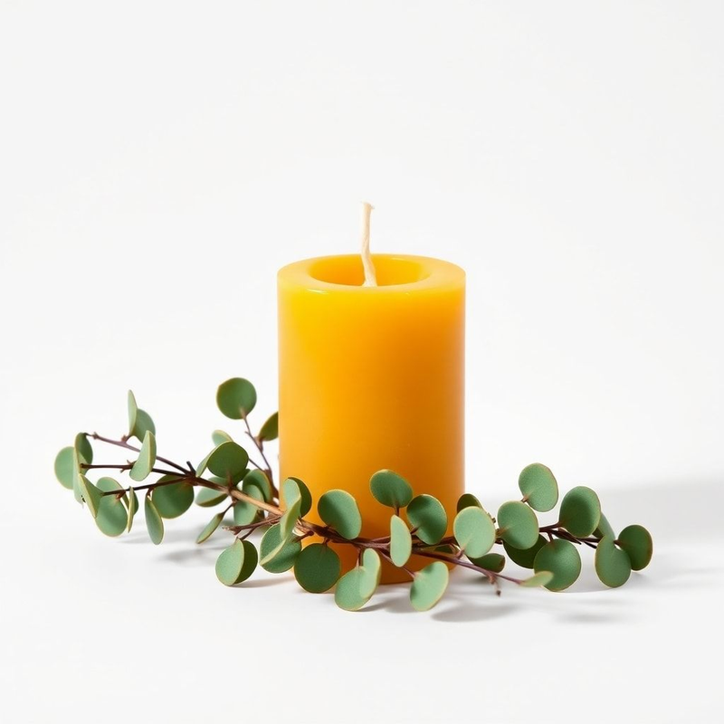 Eucalyptus herb-infused beeswax candle for healing and mental clarity - Unicorn Fairy Circles