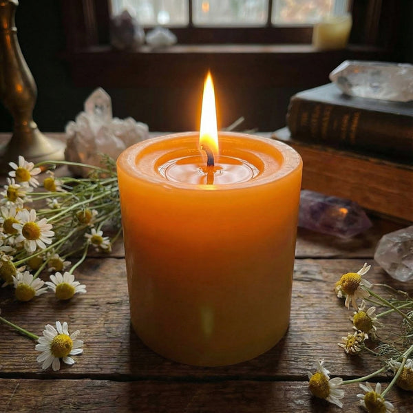 Improve your Evening Ritual with Natural Beeswax, Hemp Wick,  infused with Real Chamomile