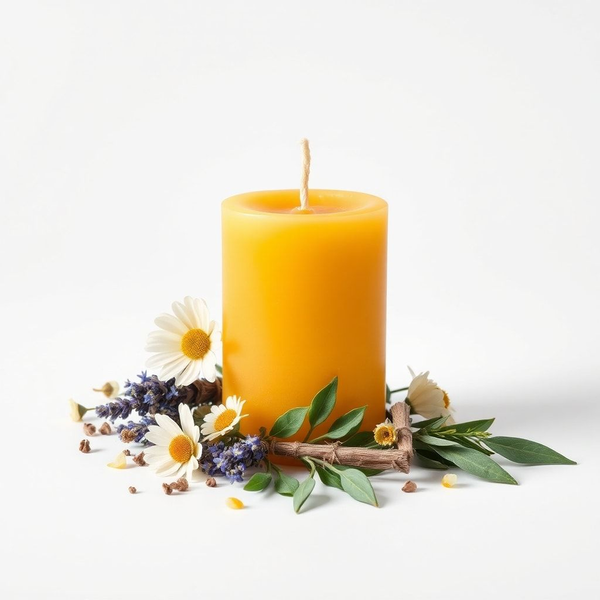 Quiet Mind | Lavender, Chamomile, Lemon Balm, Mugwort | Mental Peace, Anxiety Relief | Beeswax Candle